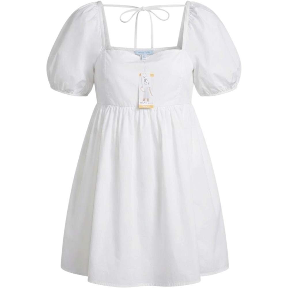 Draper James Magnolia White Puff Sleeve Square Neck Mini Dress SP24-DRW1447 M